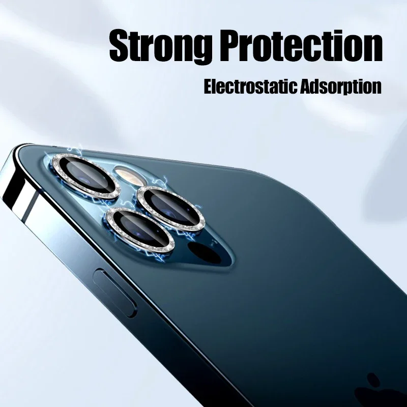 3PCS Camera Lens Protector For iPhone 11 12 13 Pro Max 14 15 16 Pro Max Diamond Metal Protective Glass For iPhone 14 15 16 Plus