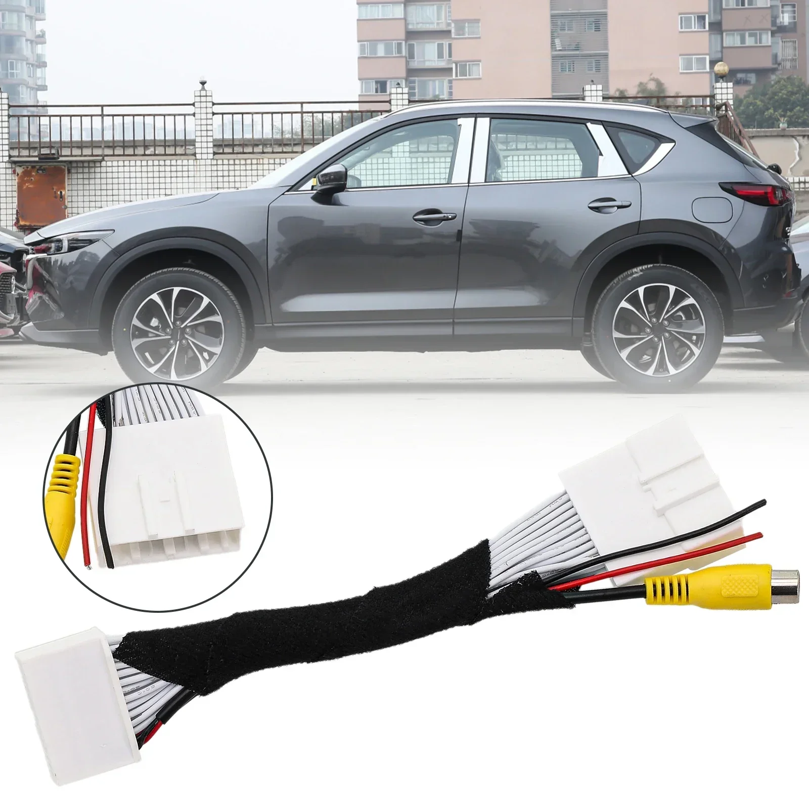 01 1Pcs Car Rear View Back Up Camera Video Input Cable For Mazda CX-5 Adapter Cable Adapter Wiring Connector Car Accessories
