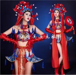 Christmas New Chinese Style Retro Red Opera Nightclub Bar Sexy Girl