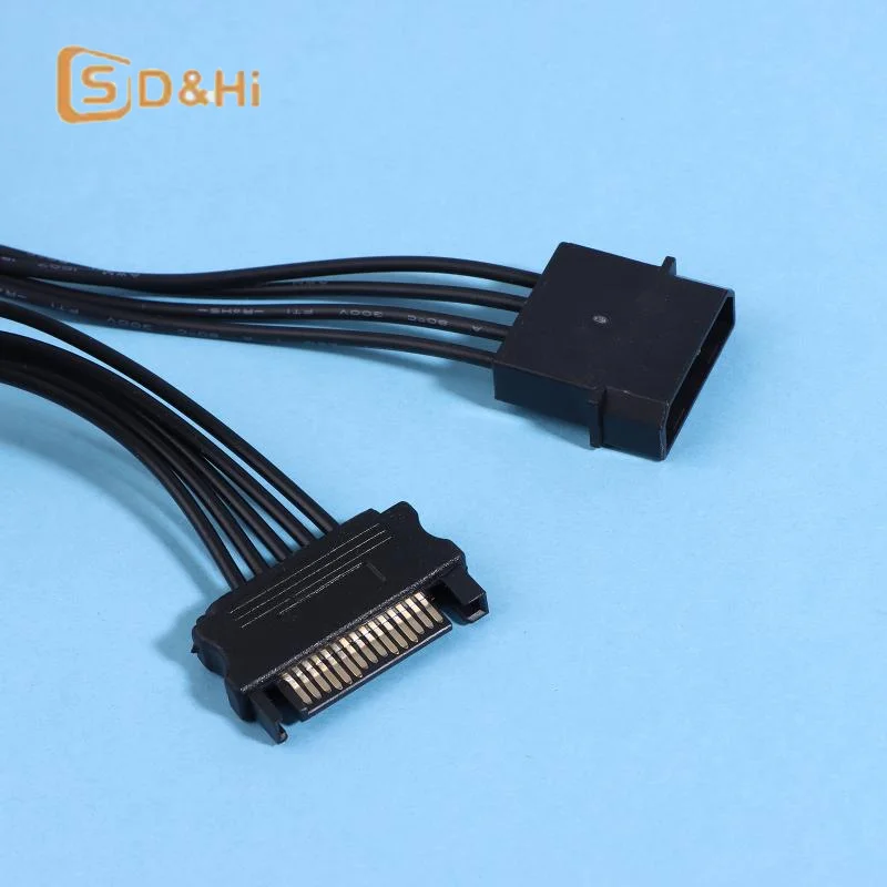 1PCS 18AWG Cable 15Pin SATA/4PIN Power Supply Splitter Cable Hard Drive 1 Male To 5 Female Extension Power Cord For DIY PC Sever