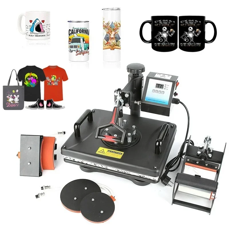 Hot Selling 5-in-1 Combo Digital Electric Heat Press Machine Multi-Function Sublimation for Mug T-shirt Hat etc.