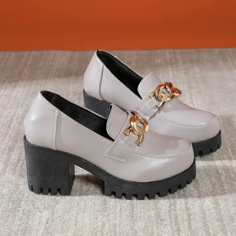 موضة جديدة مريحة مأدبة عالية الكعب أحذية نسائية الخريف أنيقة مثير سميكة سوليد حذاء فردي غير رسمي أحذية عالية الكعب