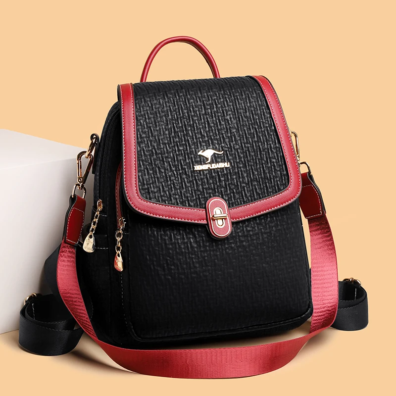 Trend High Quality Leather Backpack Luxury Women Purse Multifunction Female Travel Rucksack SchoolBook Bag Girls Shoulder 2023