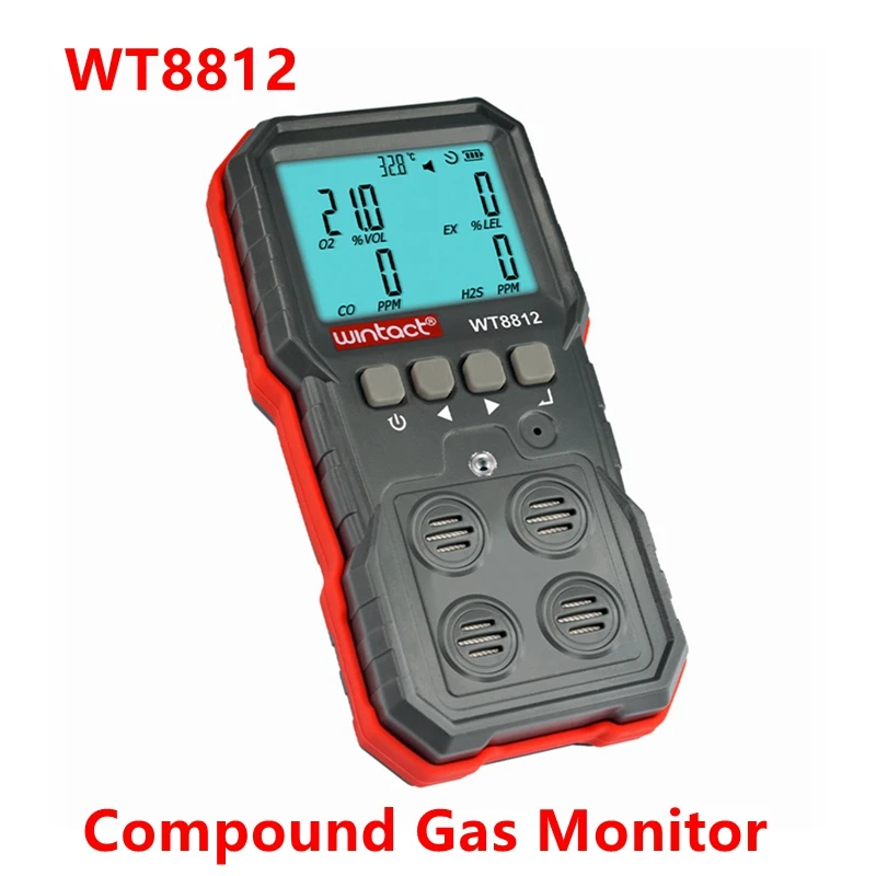 

5PCS Compound Gas Monitor WT8812 Carbon Monoxide Detector Hydrogen Sulfide Oxygen Combustible Gas Sensor Analyzer Leak Alarm