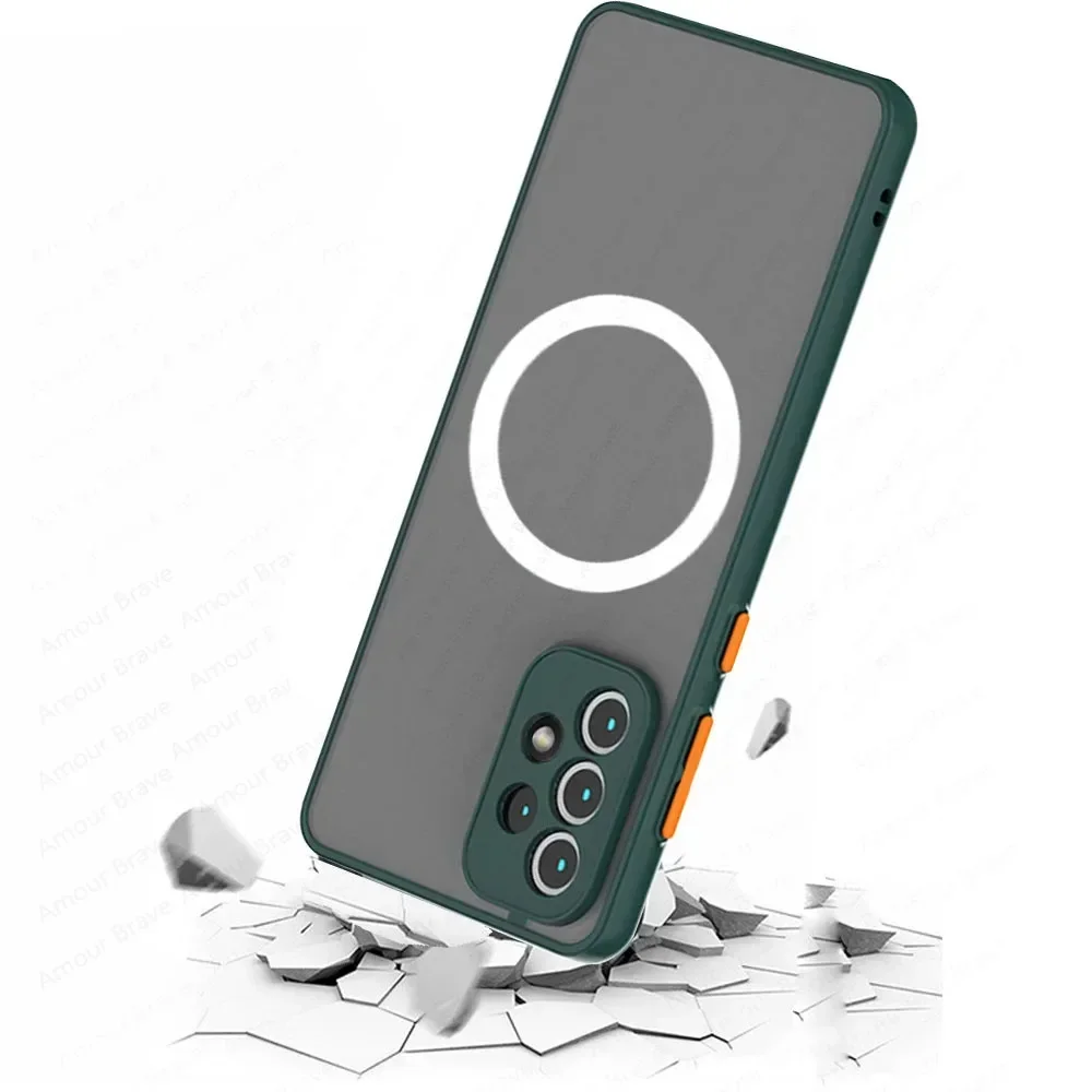 Armor Magnetic Phone Case for Samsung Galaxy A55 A53 A54 A52 A52s A35 A34 A33 A32 A12 A13 A51 5G Wireless Charge Cover Carcasa image 2