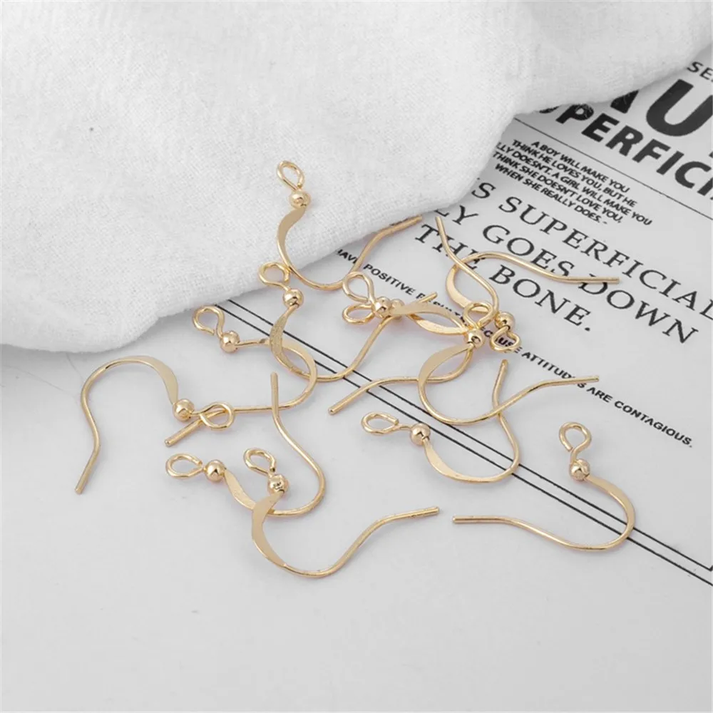 14K Gold Bag Anti-allergic Belt Flat Ear Hook Earrings, Handmade Jewelry Accessories, DIY Material, Bead