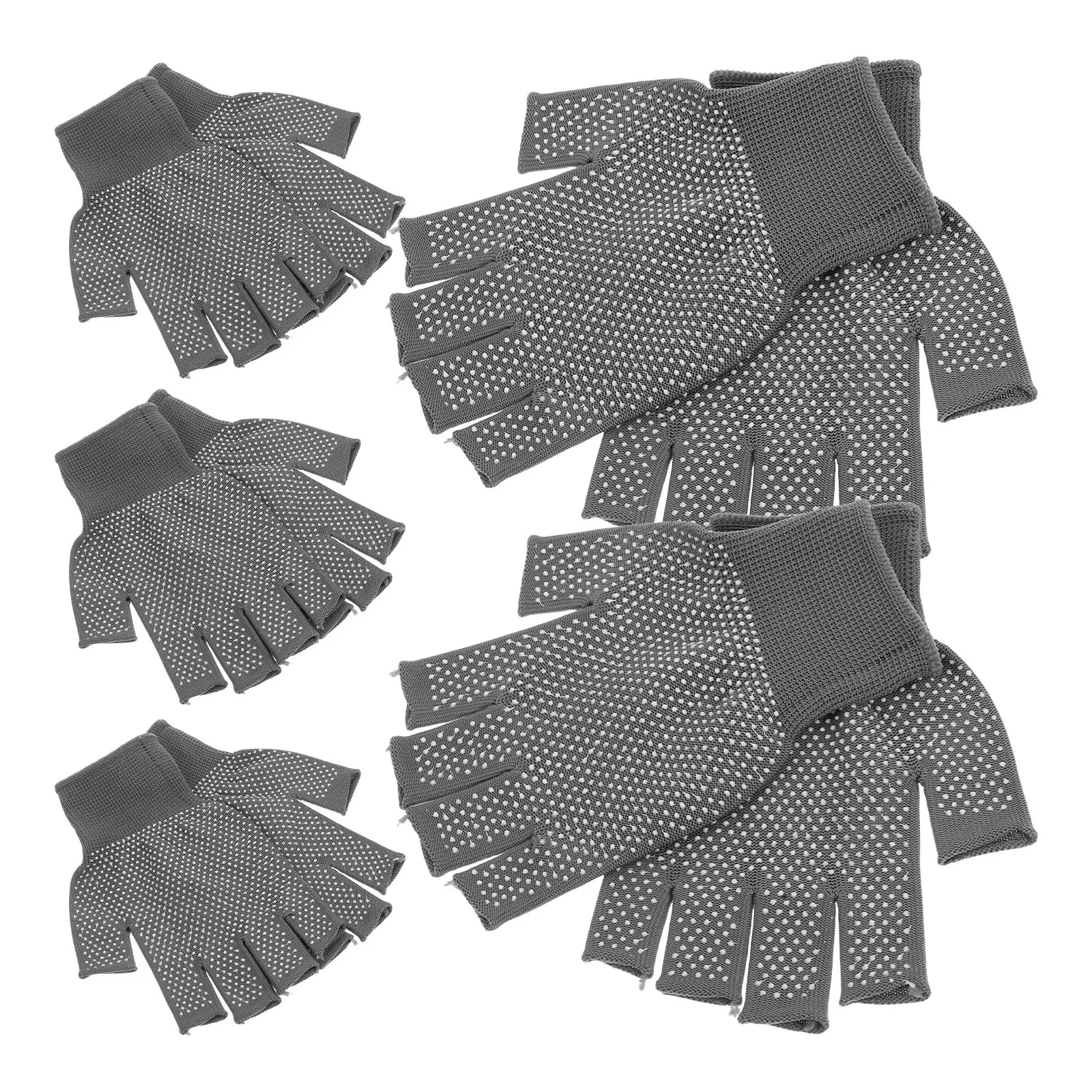 

5Pairs Winter Warm Fingerless Work Gloves Anti-Slip Grip Breathable Fabric Gloves for Driving Cycling Hiking Repair DIY Outdoor