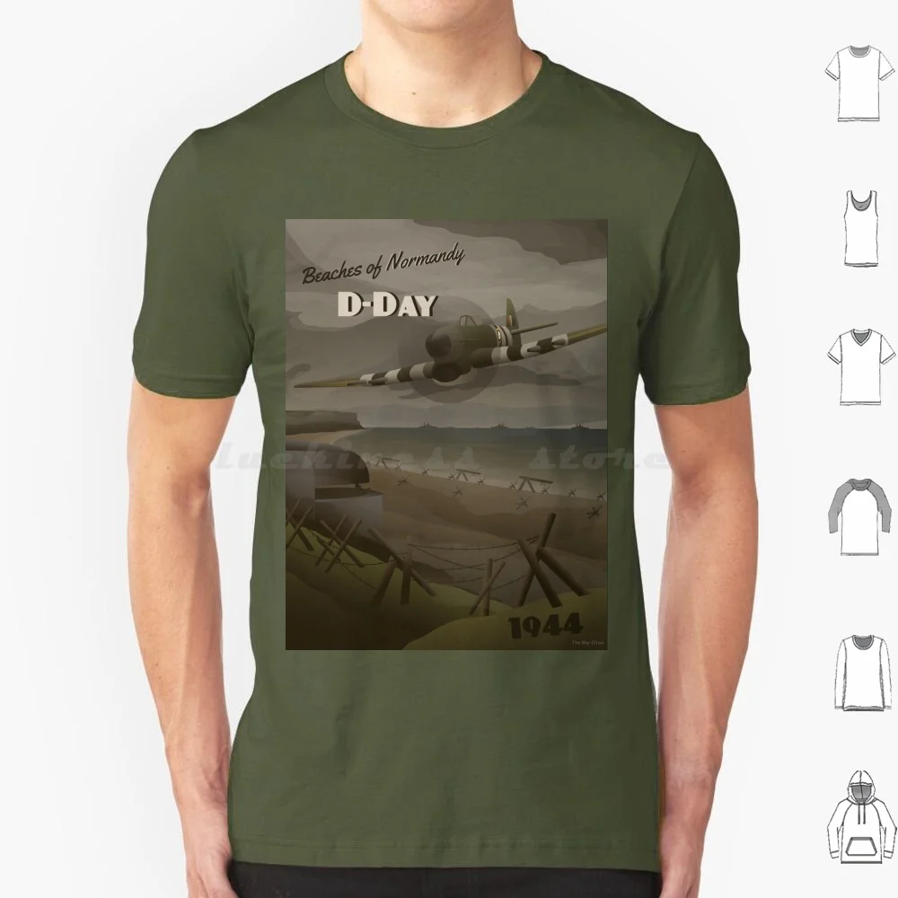 D-Day 1944-Beaches Of Normandy Travel Poster T Shirt Big Size 100% Cotton Wwii World War Two D Day Invasion Normandy France
