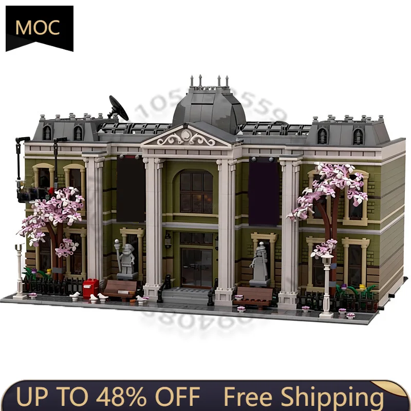 

6863 деталей Городской инженерный набор «Двойной Музей естественной истории» MOC, модульный конструктор, креативная игрушка для мальчиков, подарок на Рождество