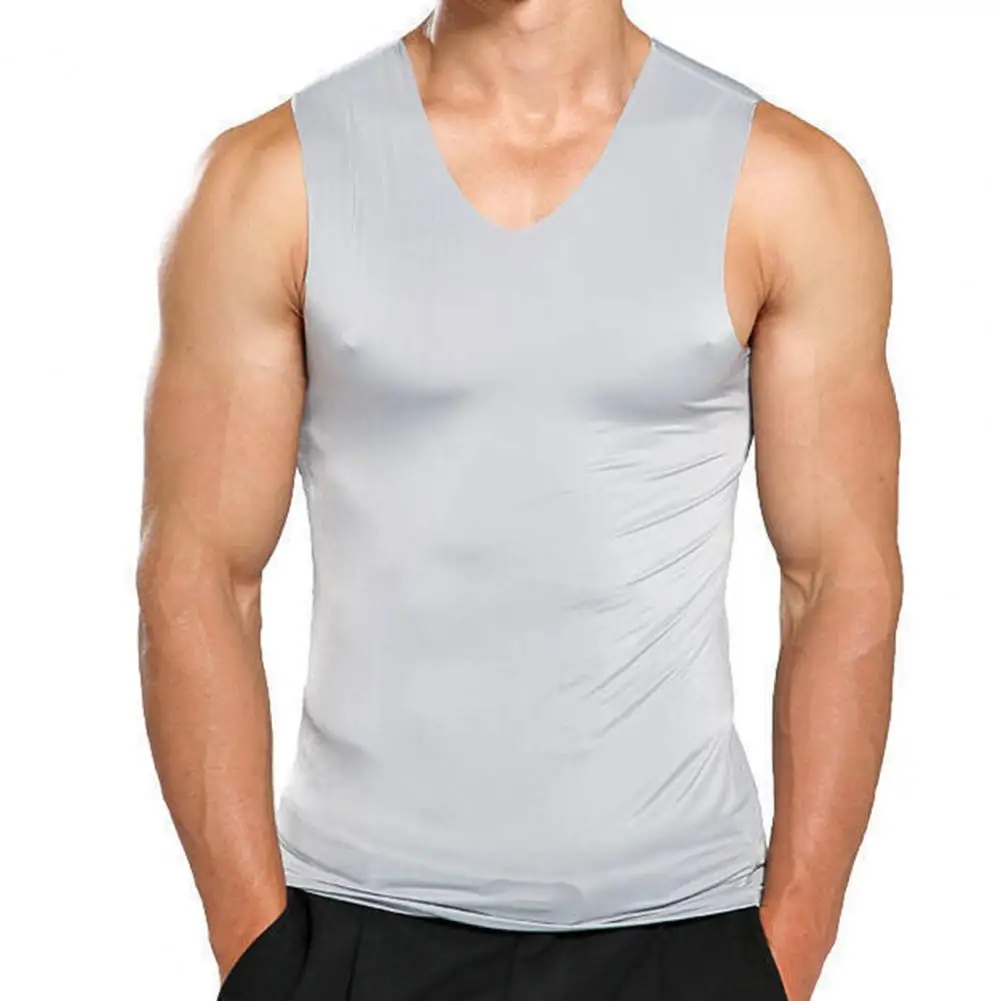 Ice Silk Vest Men Seamless Modal Sleeveless Shirt Fitness Sports Loose Summer Bottoming V-neck Tank Tops