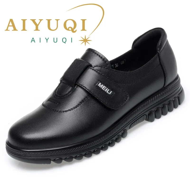 

AIYUQI Women Shoes Genuine Leather 2024 Spring Comfortable Large Size Non Slip Mom Shoes Ladies Casual Shoes Women