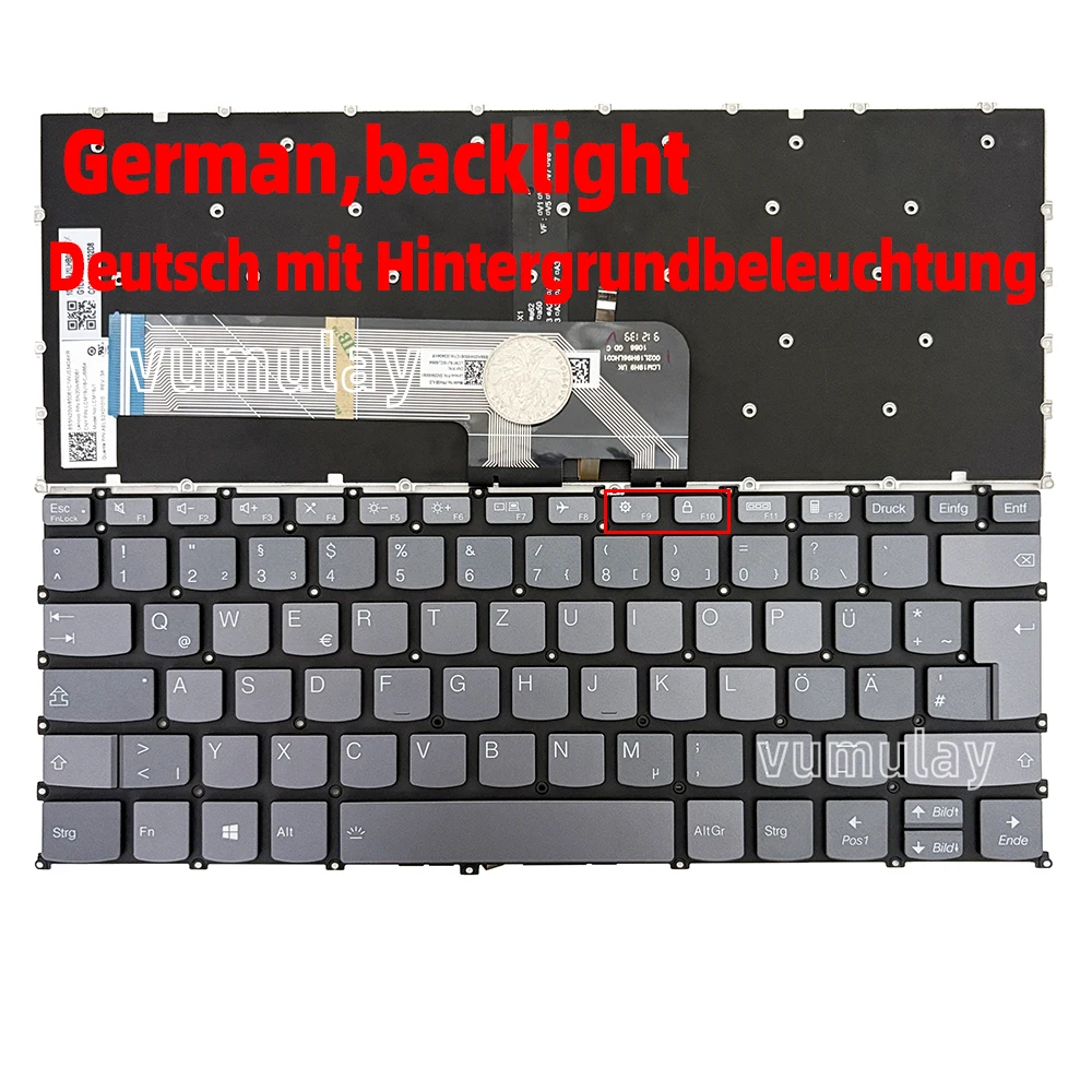 Clavier rétroéclairé pour Lenovo IdeaPad 3 14ABA7 14IAU7, 5 14ABA7 14IAL7, 5Pro 14ITL6 14ACN6 14ARH7 14IAP7, Yoga 7 14ITL5 14ACN6