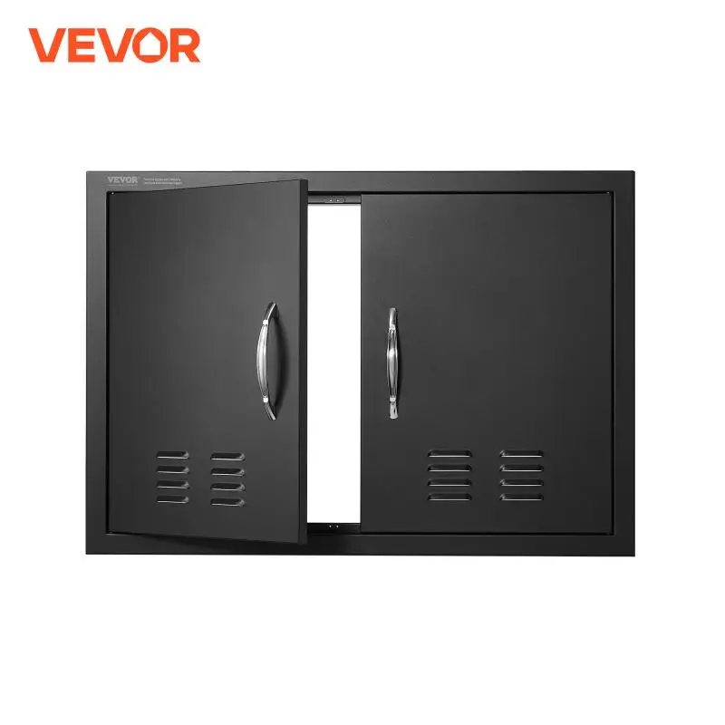 VEVOR BBQ Access Door Double Outdoor Kitchen Door Wall Vertical Door with Handles and Ventss for BBQ Island Grilling Station 