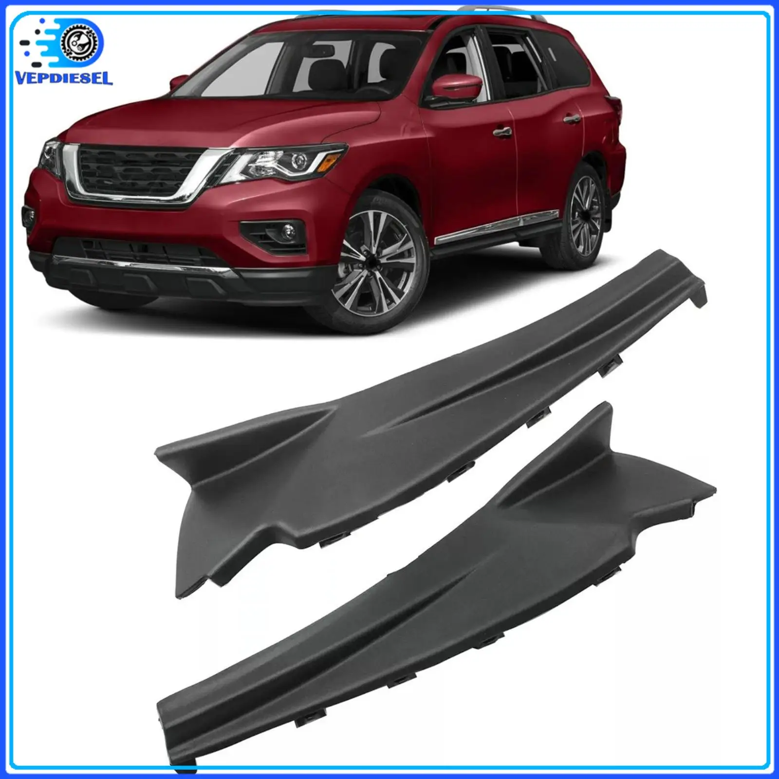 

2pcs/set Wiper Cowl Extension Trim 66895-3KA0A 66894-3KA0A For Nissan For Pathfinder 2013-2020 High Quality Direct Replacement