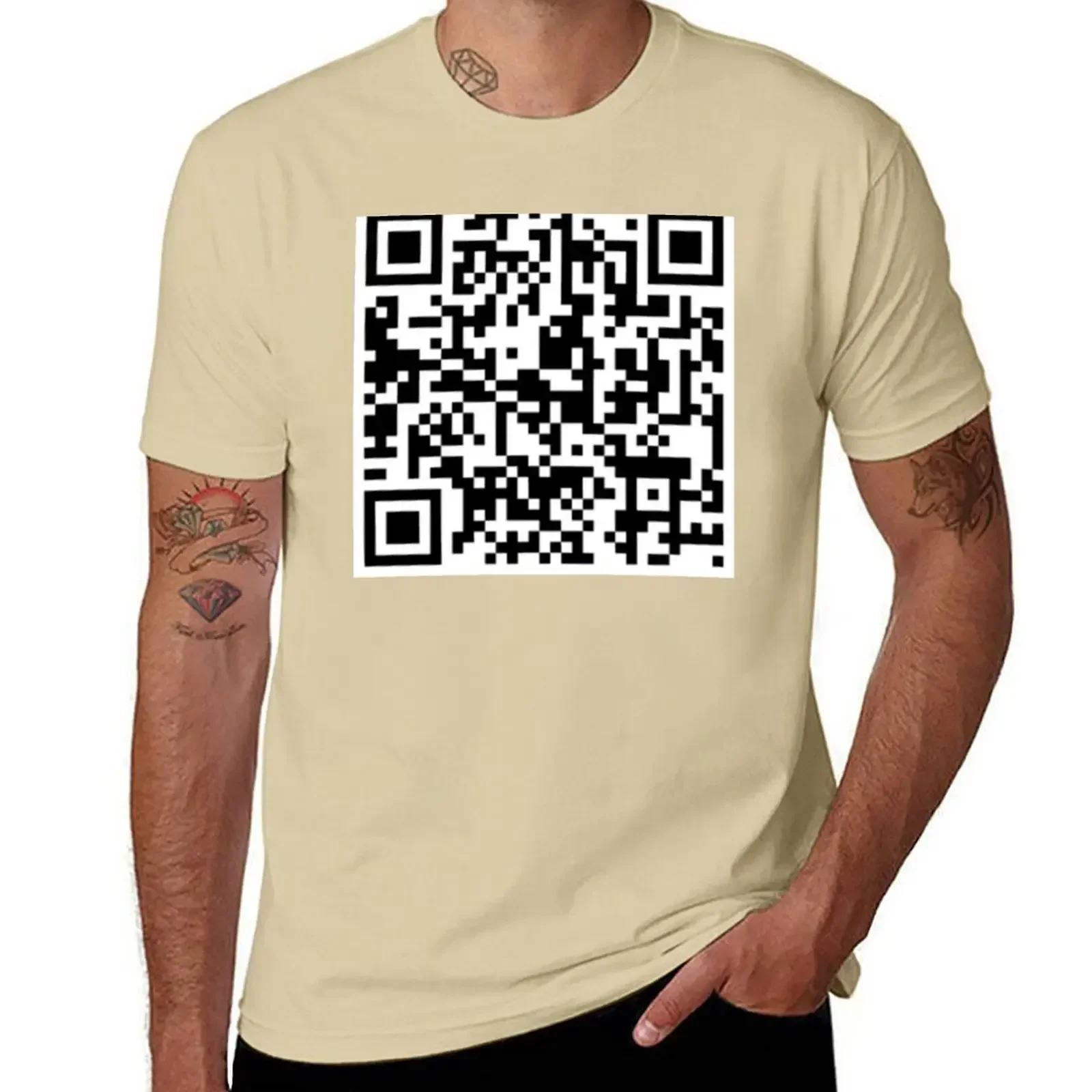 Plus Sizes Customs Design Your Own Workout Shirts for Men Rickroll QR Code T-Shirt Harajuku Graphic Oversized Summer Funny New