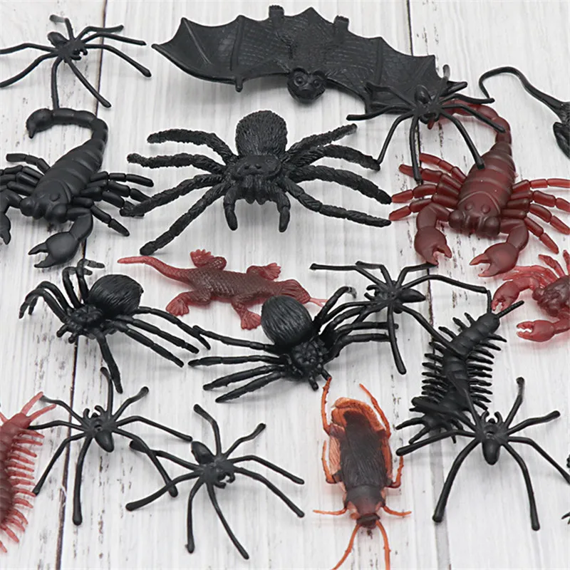 50 pz simulazione insetti di plastica ragni finti scorpione mosche pipistrello per Halloween bomboniere decorazione novità e Gag giocattoli