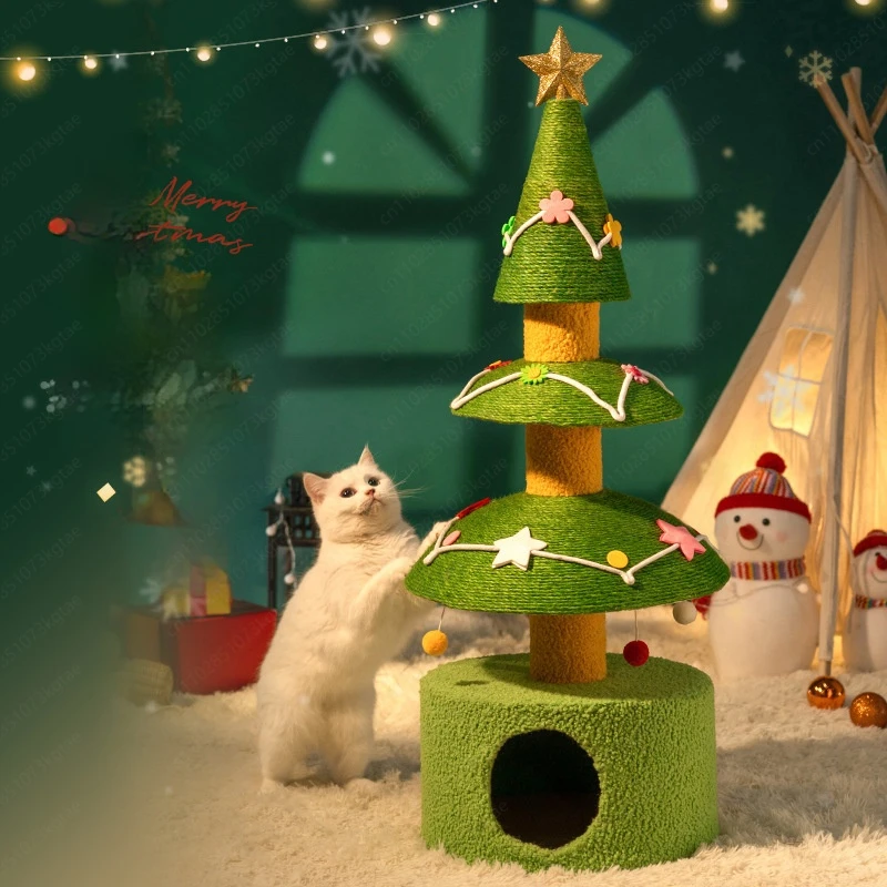 

Luxury Christmas Style Cat Tree Can Be Customized Cat Climbing Frame with Scraper Wood Material