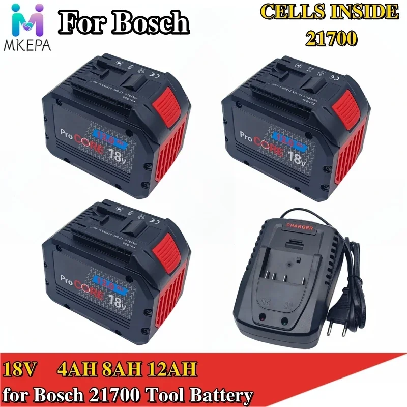 

18V 4AH 8Ah 12Ah ProCORE replacement battery, for Bosch 18V cordless tools BAT609 BAT618 GBA18V 21700 high power 5C power cell