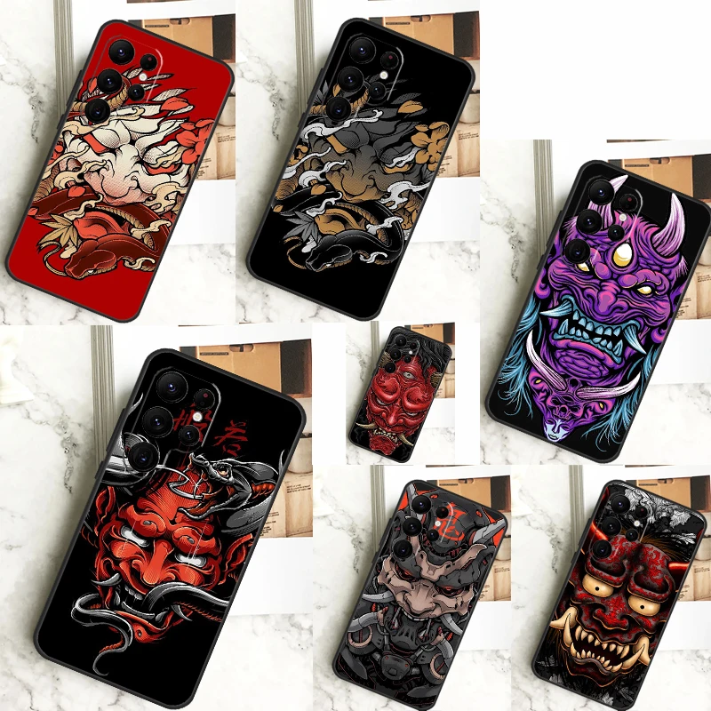 Japanese Hannya Mask Case For Samsung Galaxy S23 S22 S24 Ultra S8 S9 S10 Plus Note 10 20 Ultra S20 S21 FE Cover