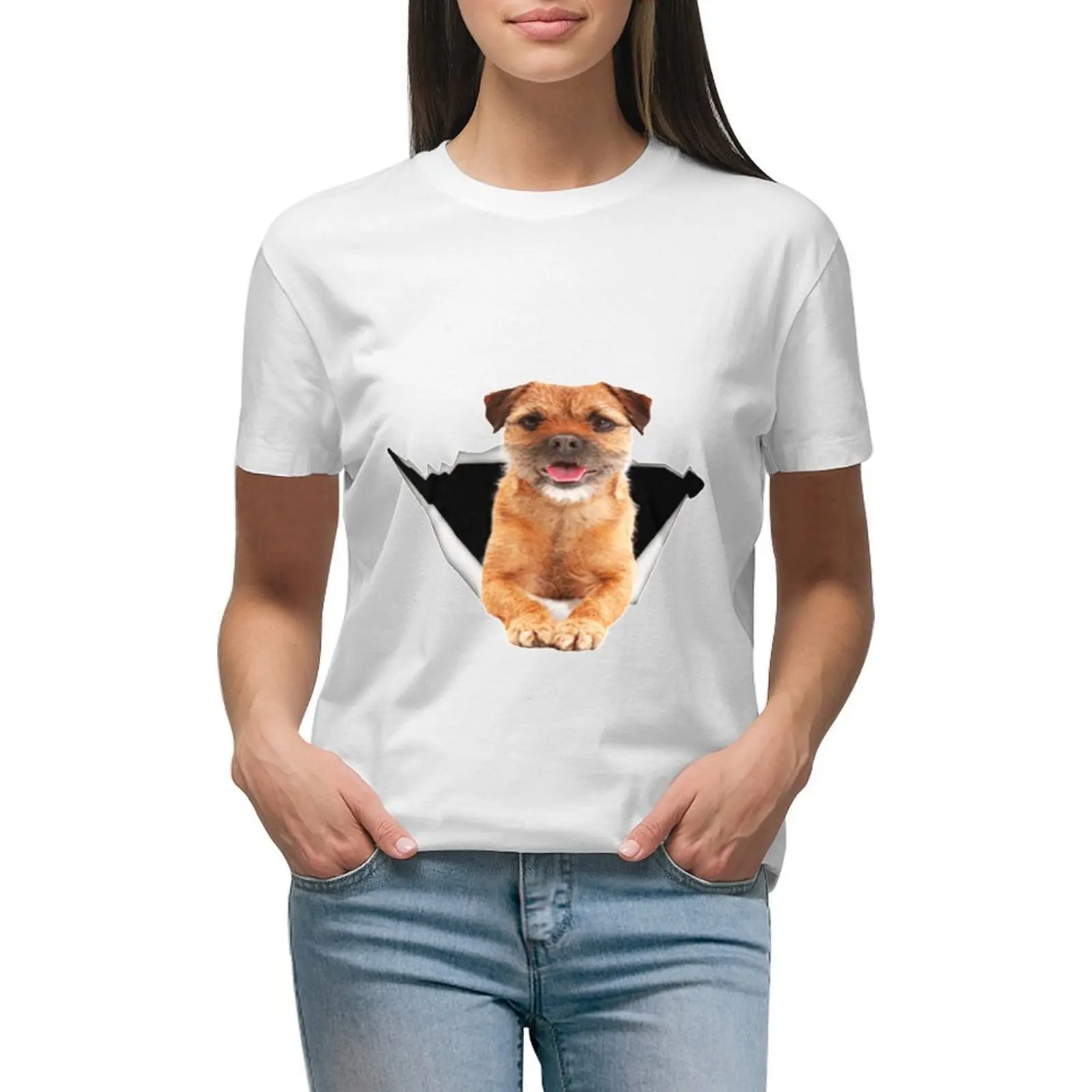 Border terrier-Cute Gift for border terrier dog breeds T-shirt Blouse Aesthetic clothing T-shirts for Women