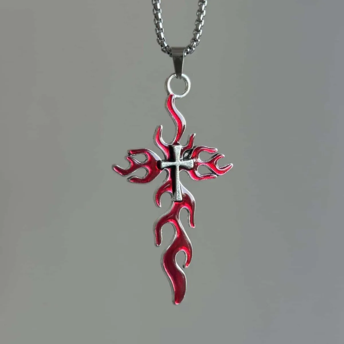 Flame Cross Necklac…