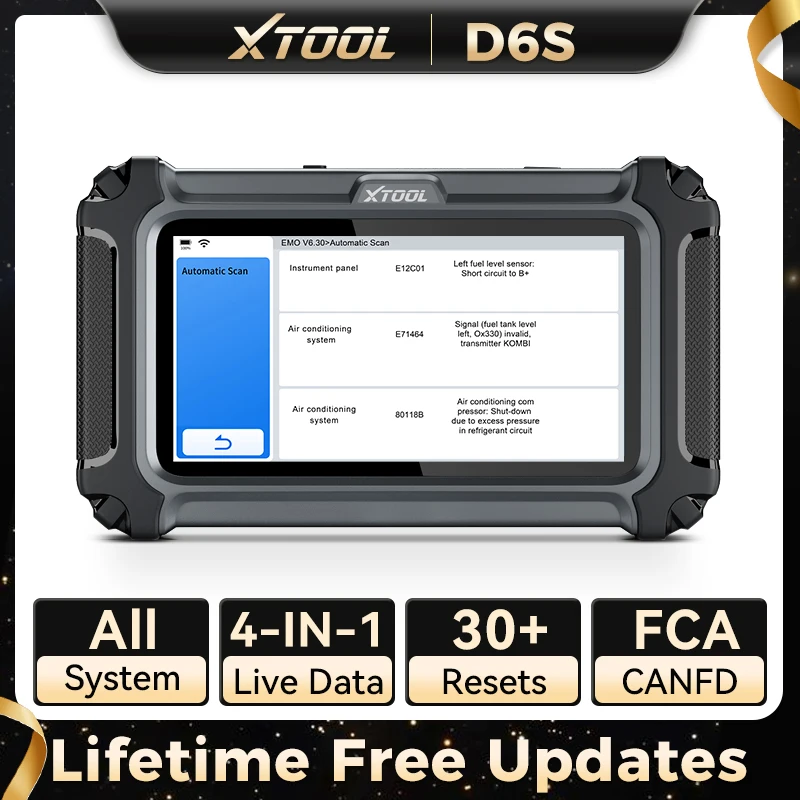 

XTOOL D6S OBD2 Automotive Scanner Live Data Car Diagnostic Tool ABS Gearbox 30+ Reset Built-in CANFD FCA Lifetime Free Update