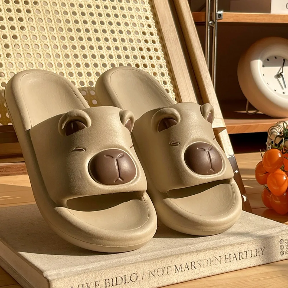 Милые мягкие тапочки с капибарой, домашние сандалии из ЭВА на толстой подошве, утолщенные тапочки с героями мультфильмов на толстой подошве, пара