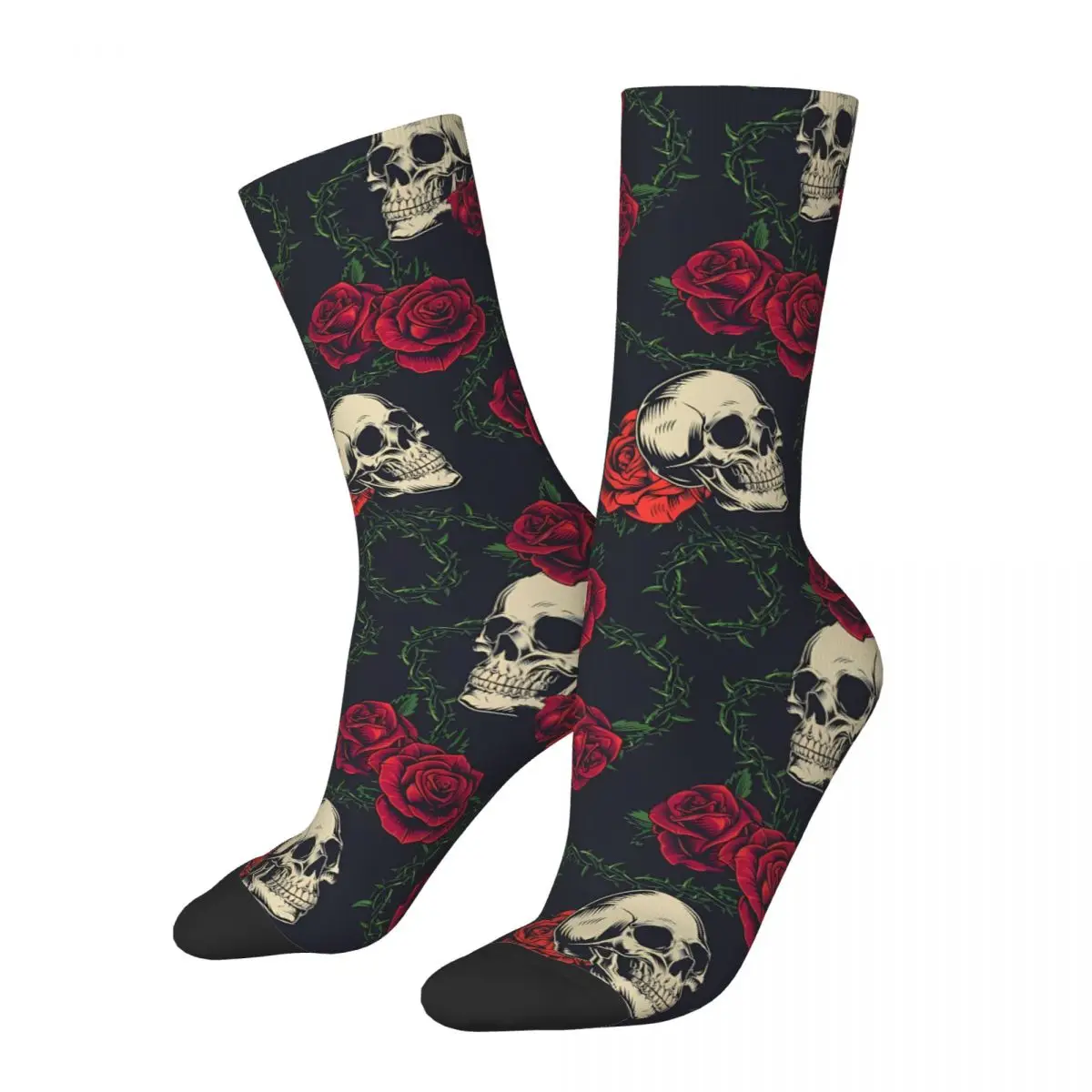 Bunte Tattoos mit Blumen Schädel Skelett Socken männliche Herren Frauen Herbst Strümpfe Harajuku