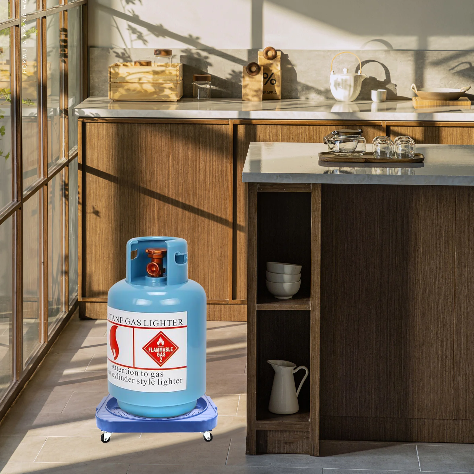 

1pc Mobile Gas Cylinder Base Heavy Duty Stainless Steel Load-Bearing Tray For Kitchen Storage Rack Flower Pots Mover