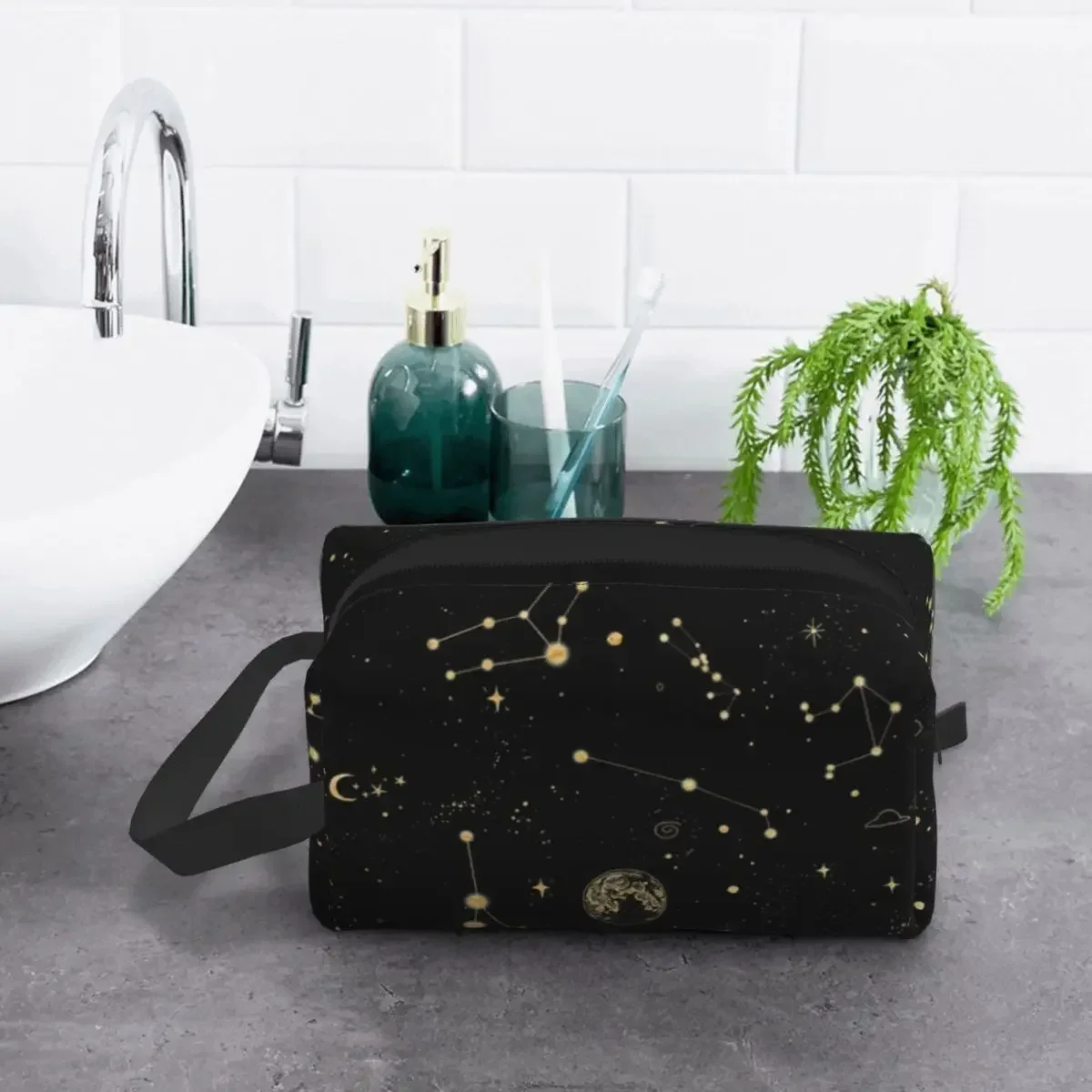 Sac à cosmétiques de voyage personnalisé dans la galaxie pour femmes, Constellation spatiale, organisateur de maquillage et de toilette, Kit Dopp de rangement de beauté pour dames
