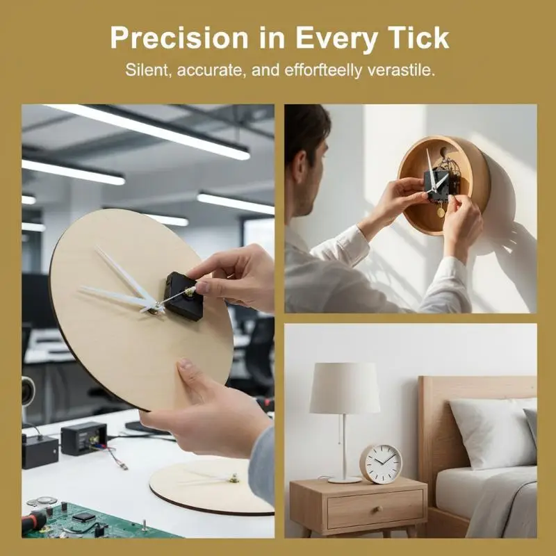 Clock Mechanism Quartz DIY Repair Kit Silent Sweep Wall Watch Conversion with Hands for Office Living Room