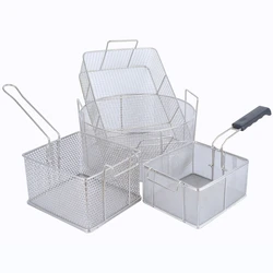 Stainless steel frying basket net French fries basket frying frame square oil  control filter frying basket dense frying screen