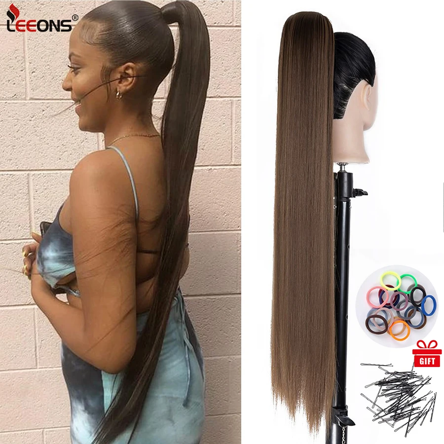 

Cheap 33" 85Cm Straight Long Ponytail Extensions Wrap Around Synthetic Hair Piece Pony Tail Hair Extensions Hairpieces for Woman