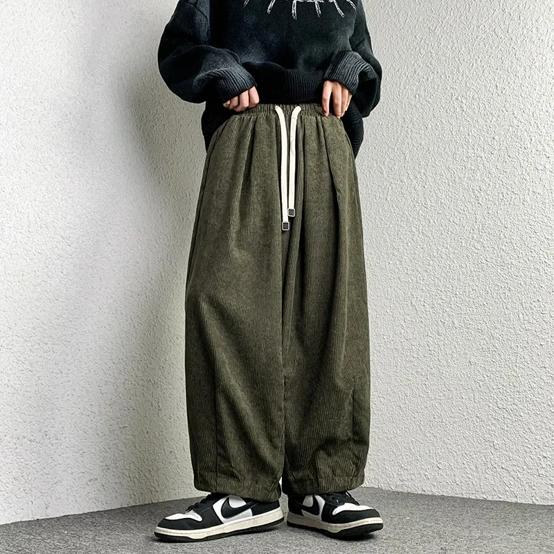 

Casual Men's Trousers Harajuku Solid Male Harem Pants Corduroy Oversize Loose Fashion Men Women Jogger Pants Streetwear 5XL