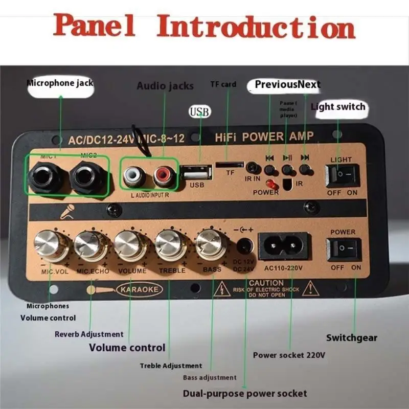 G6DD Sound Aslifier Board 30W Поддержка двойной микрофон Bluetouth-совместимый 12 В 24 В