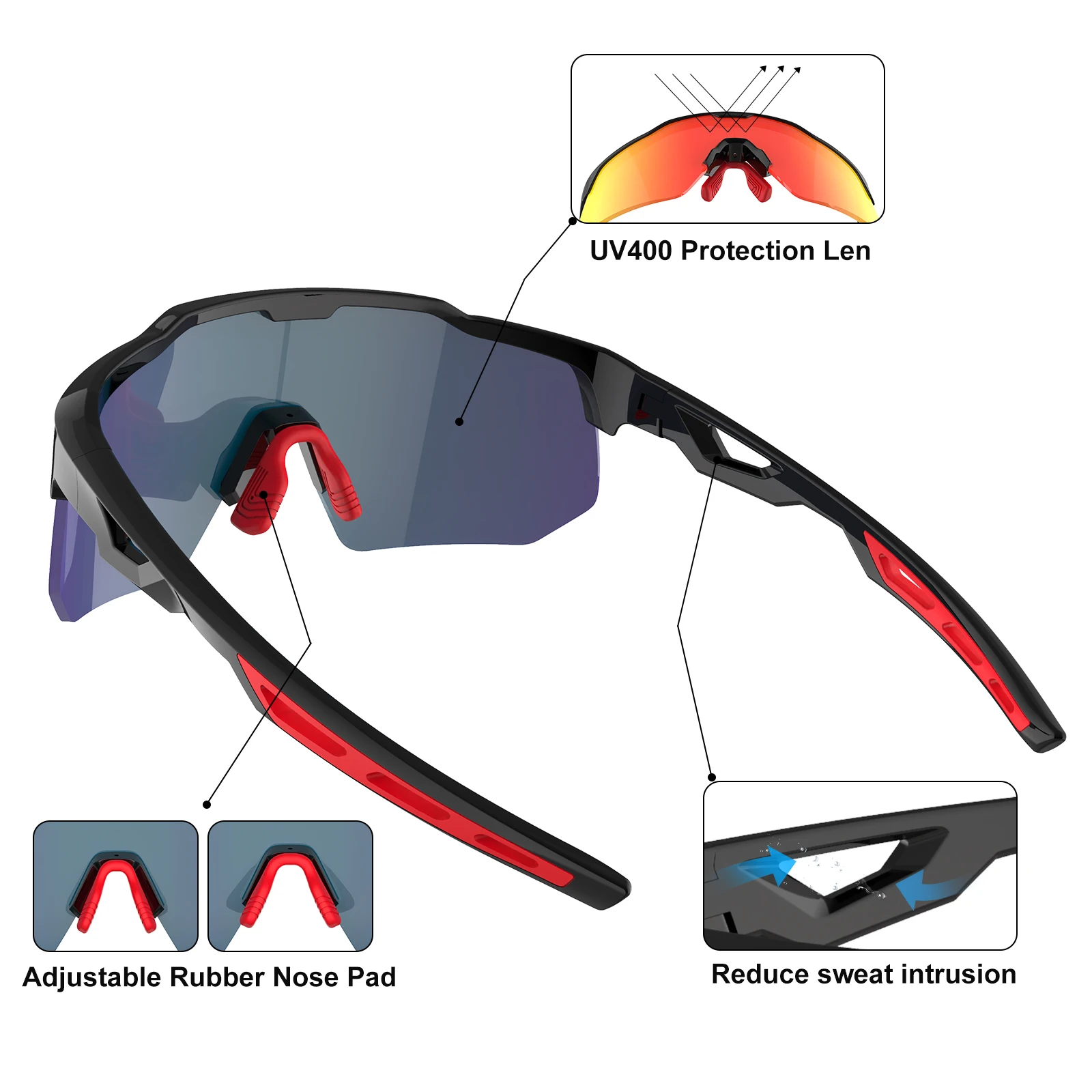 Cycling Sunglasses for Men Women with 5 Interchangeable Lenses HD Polarized Sports Sunglasses Baseball Running Fishing