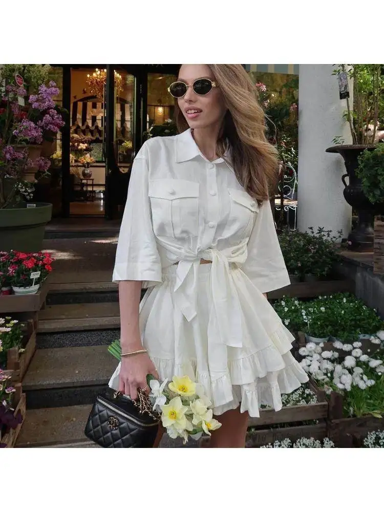 

Новая модель с отложным воротником irt Faion Костюм Темперамент Кружевной подол Юбка-тортик Китайский женский топ длиной Five Sve