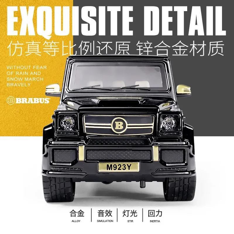 1:24 BRABUS Benz G65 refit Metal Diecast Toy Car Model High Simulation Toy Vehicle With Sound And Light Pull Back Car Gifts A21