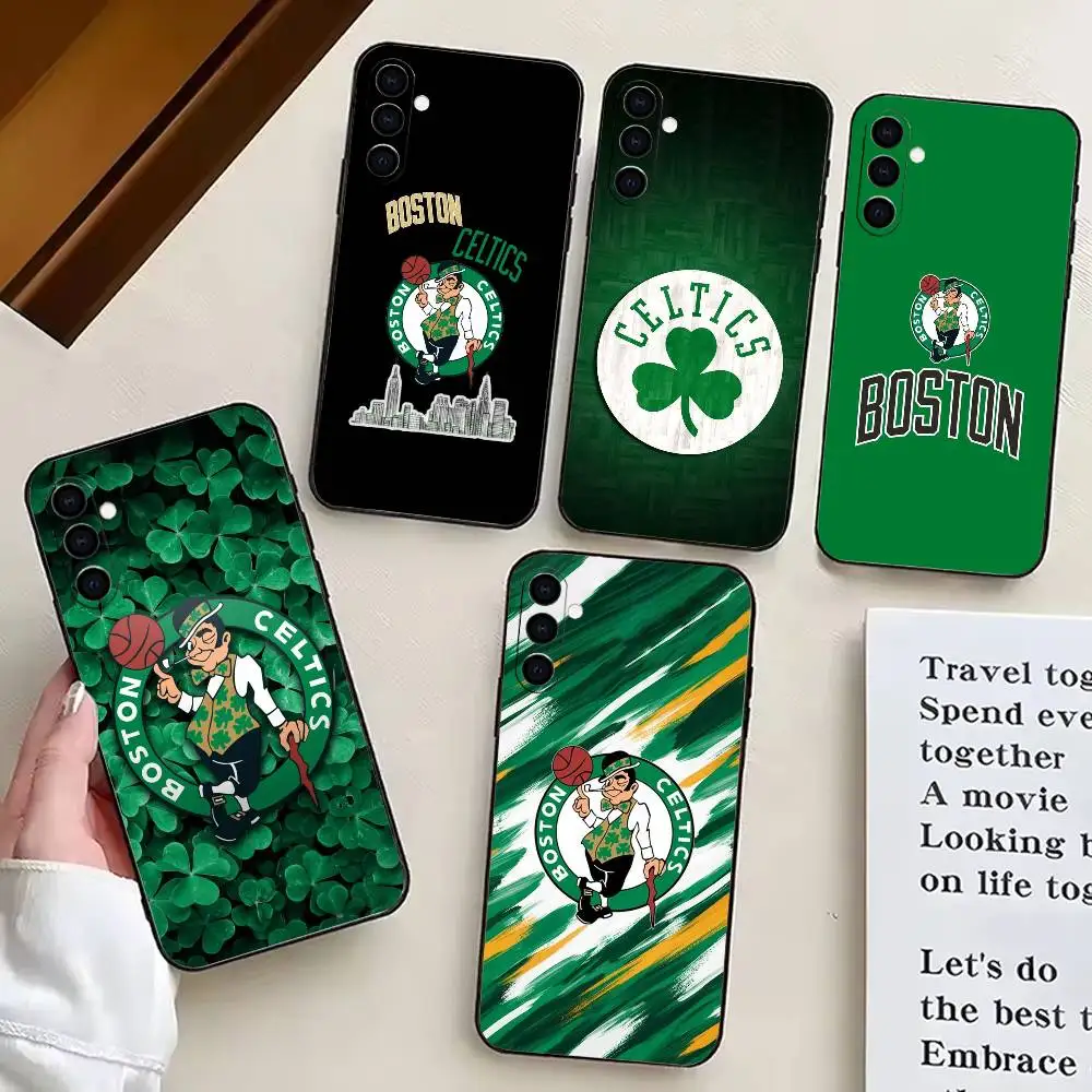 B-Boston C-Celtics BS funda de teléfono con patrón para Samsung Galaxy A73,A72,A71,A70,A53,A52,A51, funda negra de silicona suave