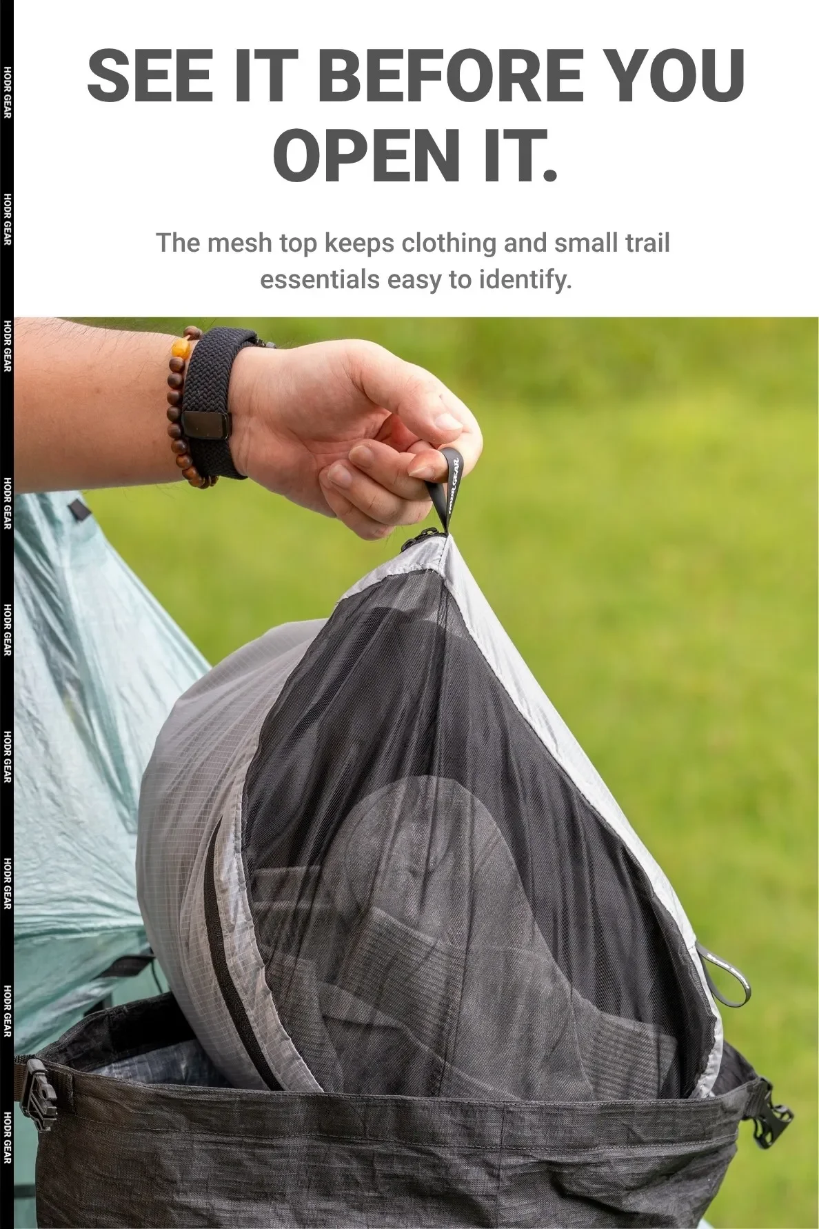 [HODRGEAR] Mesh Pack Pod Rucksack-Organizer mit Sichtbarer Netzoberseite Enthält Polycro Rucksack-Innenauskleidung für Ultraleichte Packungsorganisation – Detail 6