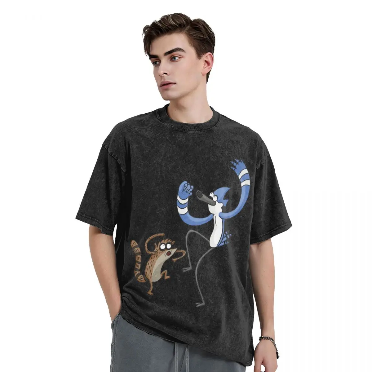 Rigby And Mordecai T-Shirt anime graphic tee shirt mens fashion