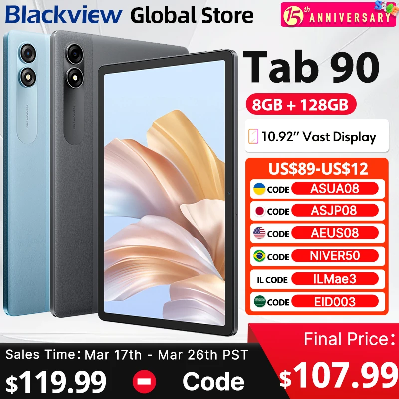 2025 أجهزة لوحية Blackview Tab 90 4G جديدة بشاشة 10.92 بوصة وذاكرة 8 جيجابايت وذاكرة 128 جيجابايت وبطارية Widevine L1 8200 مللي أمبير في الساعة ونظام تشغيل Android 14 ومكبرات صوت مزدوجة ولوحة كمبيوتر