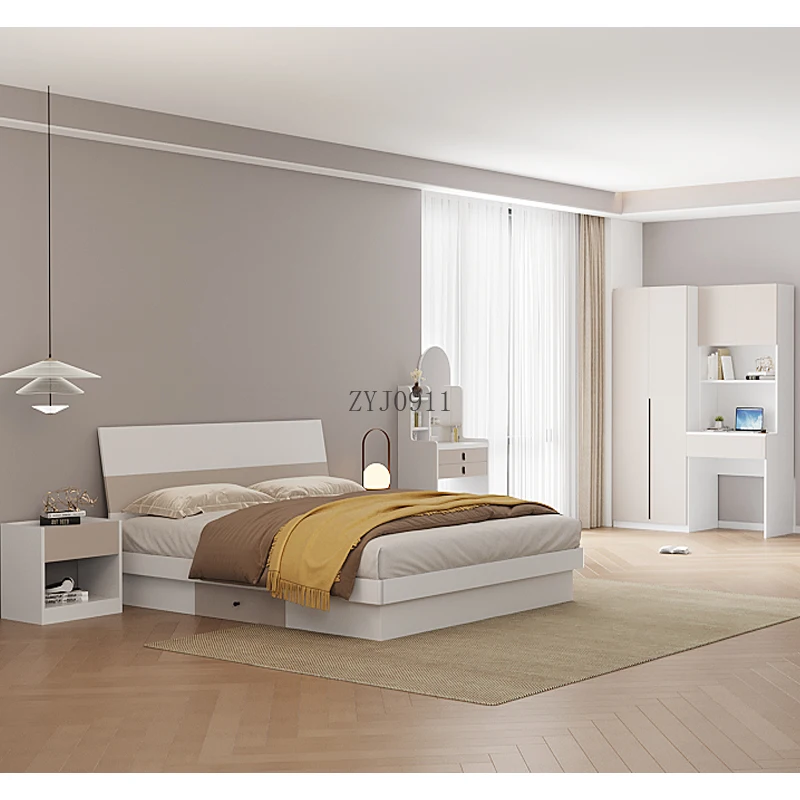 MDF الخشب مرآة خزانة زجاجية تصميم مجموعة درج أثاث غرفة نوم مضمد #5