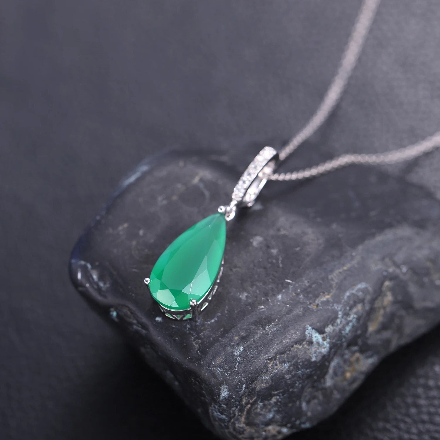 Gem\'s Ballet 7.89Ct Natural Green Agate Gemstone Pendant  925 sterling Silver Necklaces&Pendants For Women Fine Jewelry