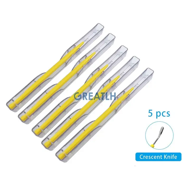 Ophthalmic Disposable Surgical Knife Crescent Knife Ophthalmic Micro Surgical Instruments 5pcs/set