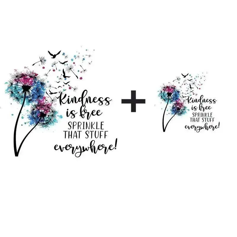 Colorful Dandelions Heat Transfer Clothes Stickers Iron On Patches Diy Heat Transfer Sticker For Shirt Decal Factory Wholesale