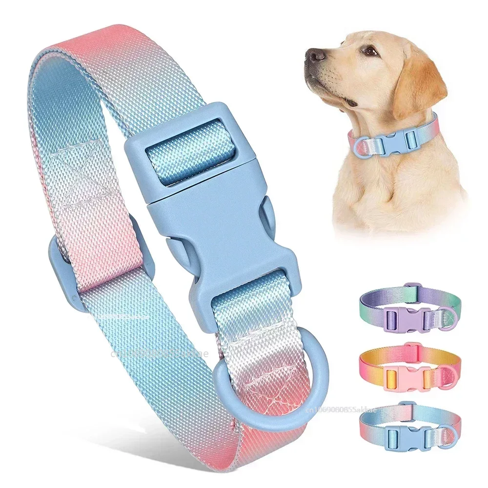 Nylon Dog Collar Adjustable Cat Small Dog Collars Gradient Pet Necklace Fashion Collars Accessories for Small Medium Large Dogs