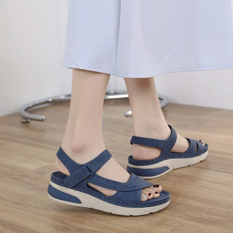 SIKETU Brand Casual Summer Novelty Leisure Wedge Sandals Women Sewing Thread Adjustable Hook Loop Light Anti-slide Waterproof 42