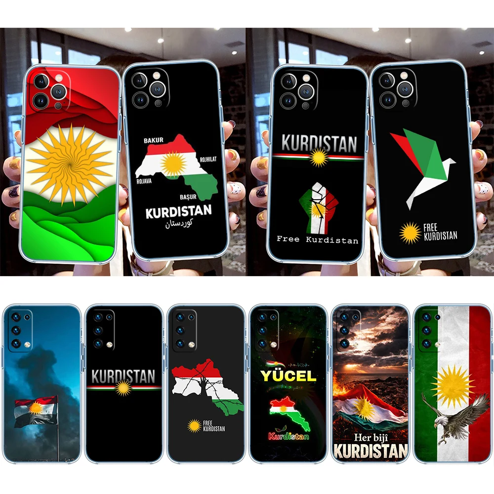 FR51 Kurdistan Flag Transparent Phone Case for Samsung Galaxy A04 A04S A14 A23 A34 A54 M23 M33 M52 M53
