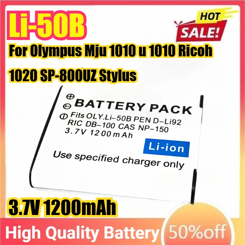 

New Li-50B Li 50B Camera Battery For Olympus Mju 1020 SP-800UZ Stylus 1010 u 1010 Ricoh CX3 CX4 CASIO NP-150 Pentax D-Li92